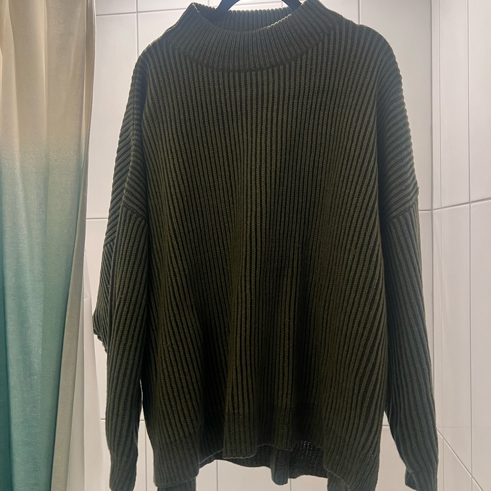 Cozy Olive Green Ribbed Sweater